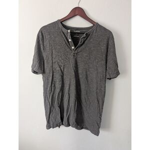 Goodfellow & Co 100% Cotton Henley Charcoal Gray Short Sleeve Tshirt Size Large